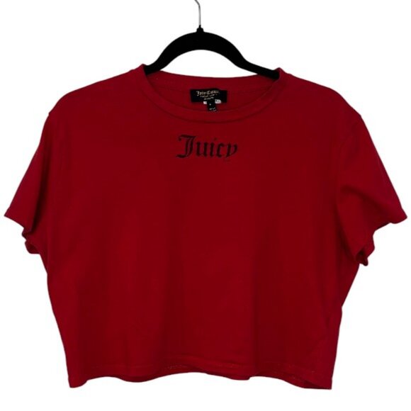 Juicy Couture Black Label red short sleeve crop top size L - Picture 1 of 4
